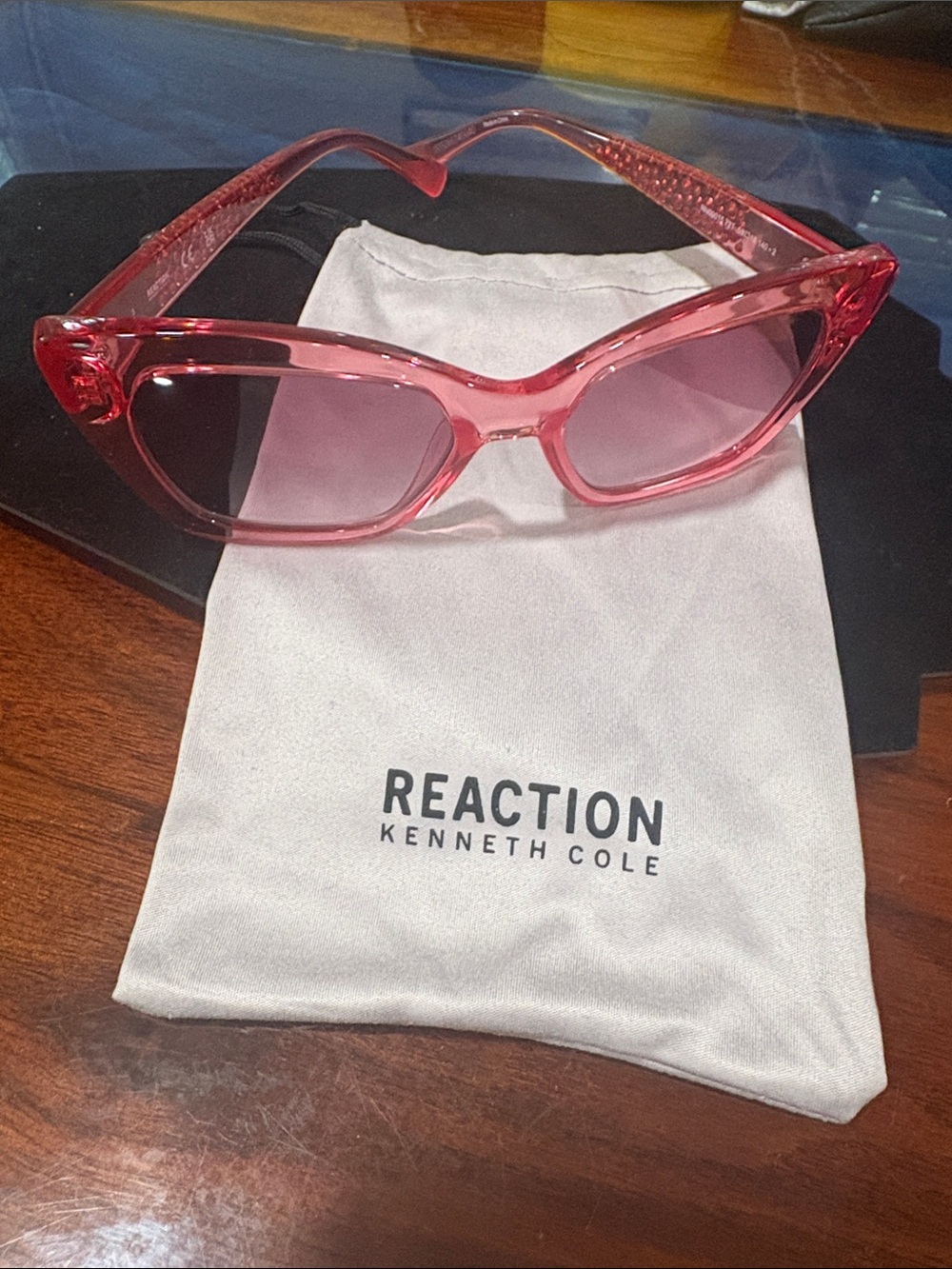 Kenneth Cole Reaction Translucent Pink Cat-Eye Sunglasses